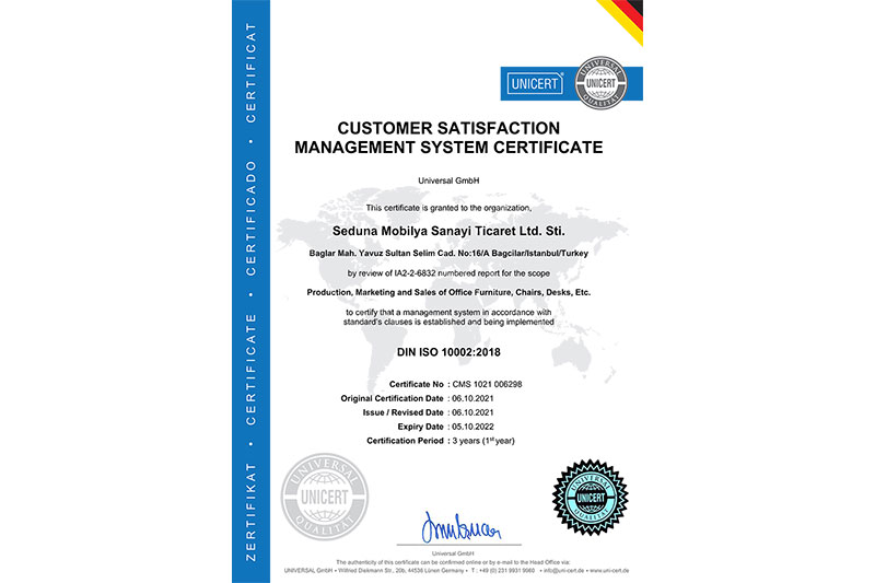 EN ISO 10002 Customer Satisfaction Management System Certificate